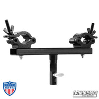 Modern Combo Truss Adapter with jr. pin and baby receiver for film grip and rigging applications.