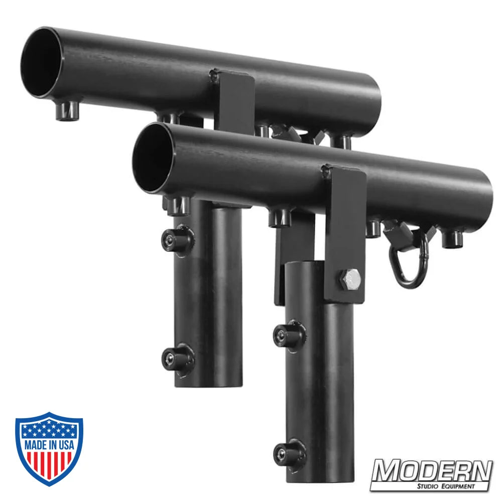 Condor Support Brackets for 1-1/4" Speed-Rail® used in film grip and rigging setups, set of 2, black finish.