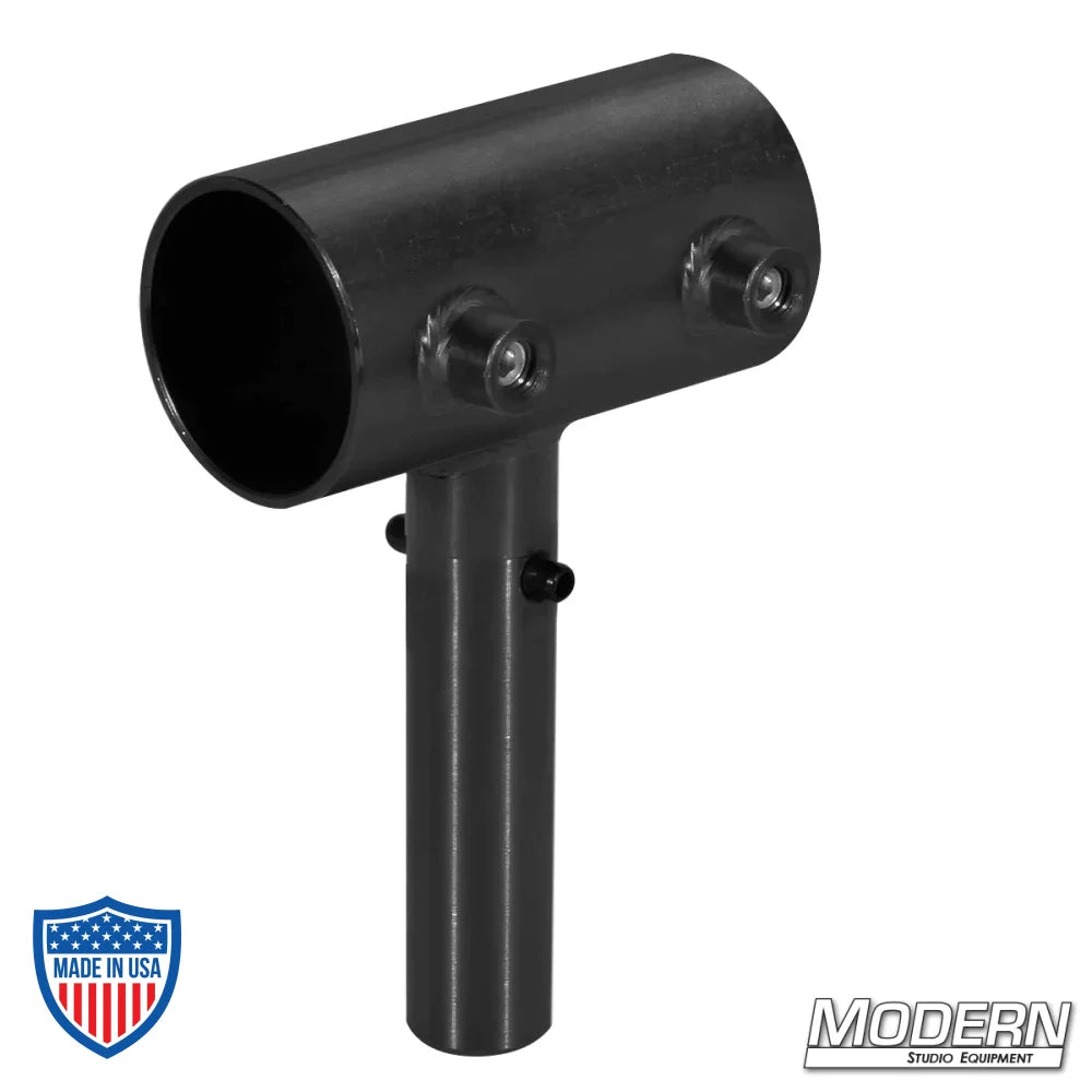 Crab Dolly to Horizontal Receiver for 1-1/2" Speed-Rail - Black Zinc with Set Screw for film grip rigging.