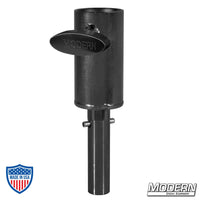 Black zinc Crab Dolly to 1-1/2" Speed-Rail® vertical receiver with T-Handle for film grip rigging.