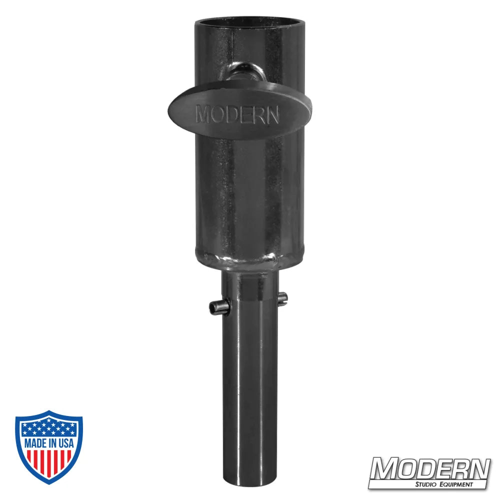 Black Zinc Crab Dolly to Vertical Receiver for 1-1/4" Speed-Rail with T-Handle for film grip rigging