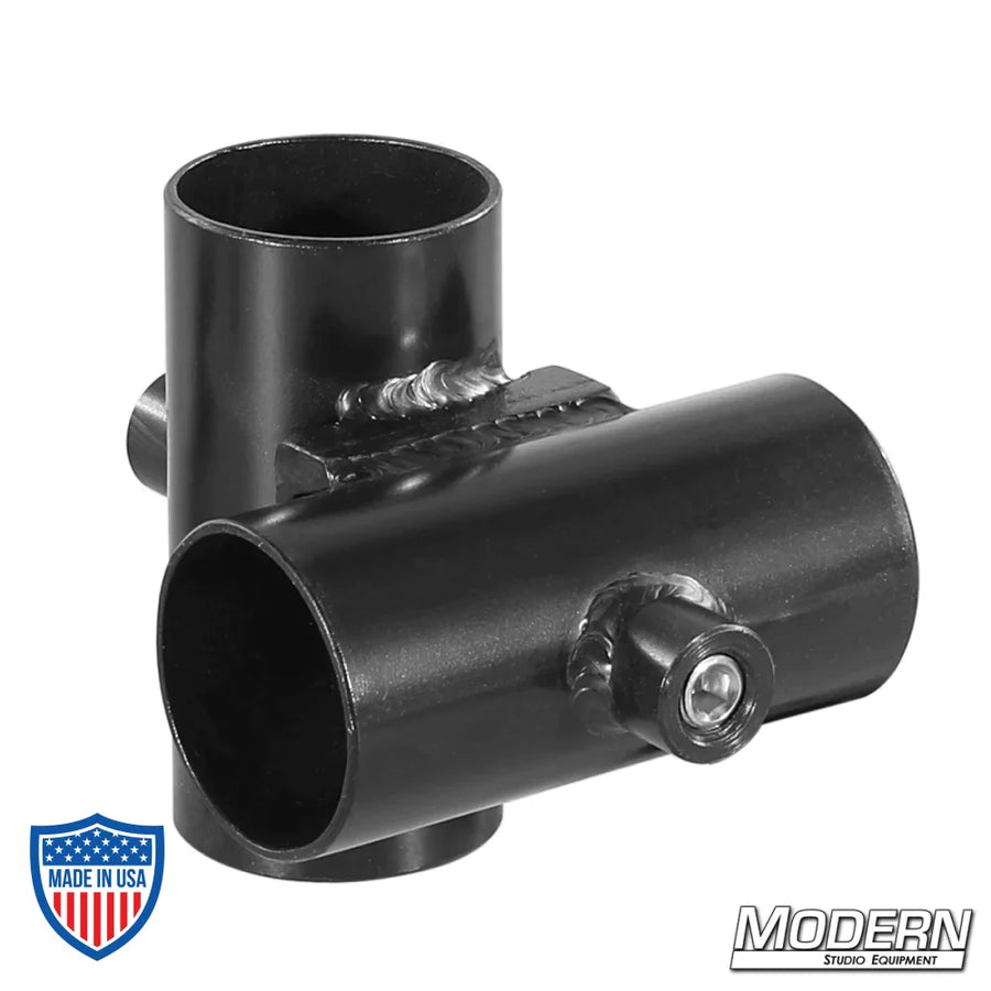 Black Zinc Cross for 1" Round Pipe 90° Bracket for Speed-Rail Rigging and Film Grip