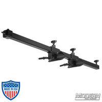 Modern Deluxe Condor Bracket - Black Zinc for film grip and rigging, mounts three 12k fixtures on crane bucket front edge, lightweight design