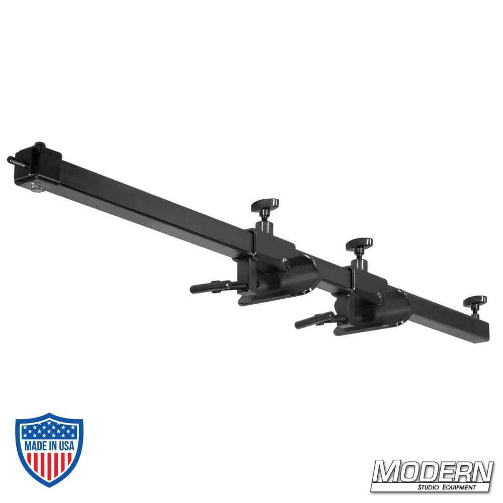 Modern Deluxe Condor Bracket - Black Zinc for film grip and rigging, mounts three 12k fixtures on crane bucket front edge, lightweight design