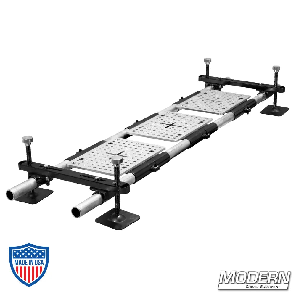 Modern Deluxe Hood Mount Complete for 1-1/2" Speed-Rail® in black zinc for film grip and rigging with aluminum plates and leveling legs