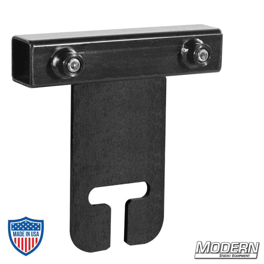 Ear for 1" square tube in black zinc with set screws for film rigging and grip equipment attachments