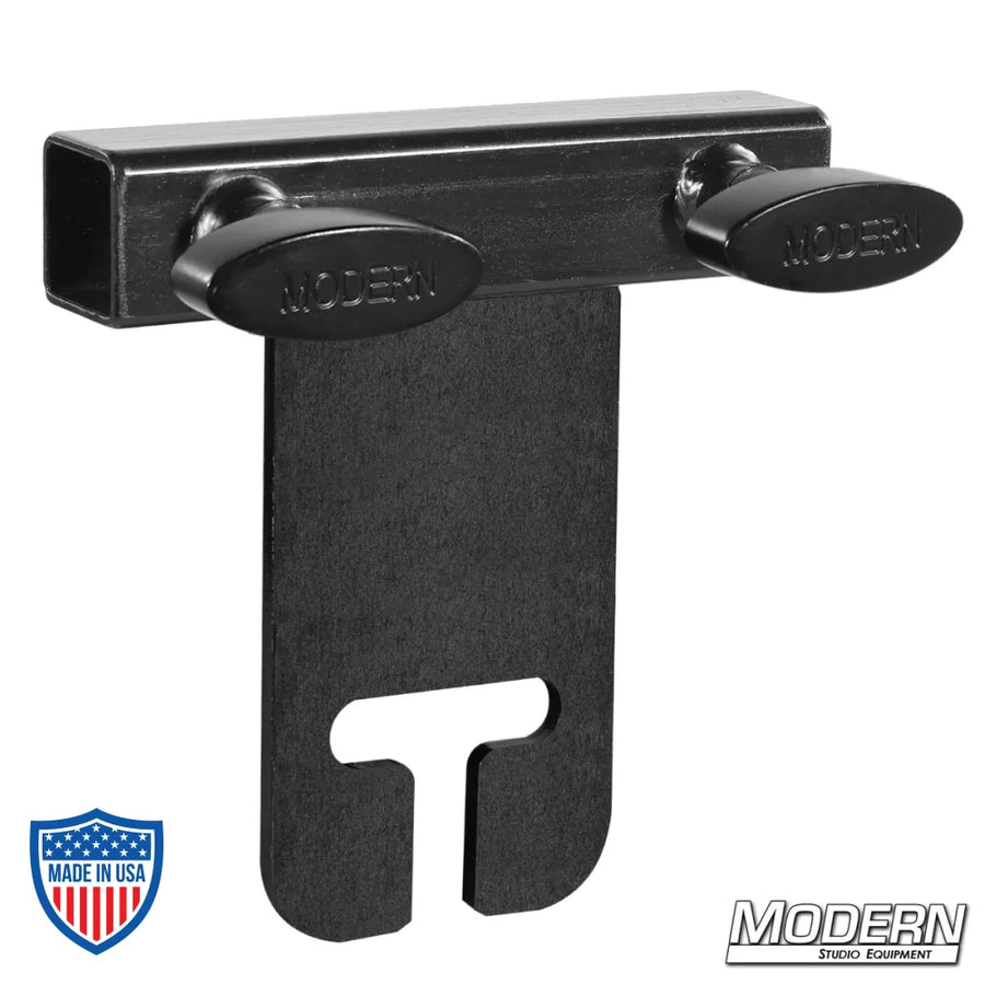 Black Zinc Ear Adapter for 1" Square Tube with T-Handles, for film grip rigging on gobo/grip head.