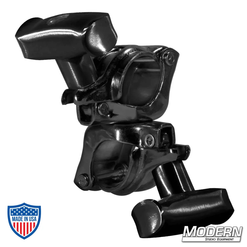 Fixed Cheeseboro Clamp - Black Zinc with Spin Handle for Film Grip and Rigging at 90° angle