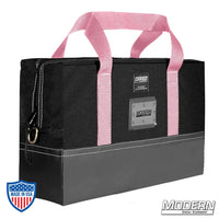 Black Flag Bag with Pink Handles for Film Grip Rigging - 12" x 18" Size, Cordura Fabric, Zippered Closure, Coroplast Lined, by Modern Studio Equipment