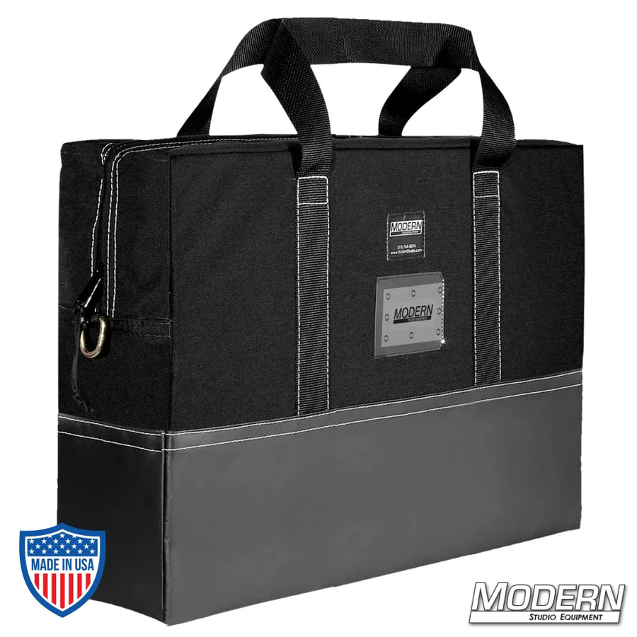 Flag Bag 18" x 24" with heavy-duty Cordura exterior, zippered closure, and vinyl bottom for film grip and rigging equipment.