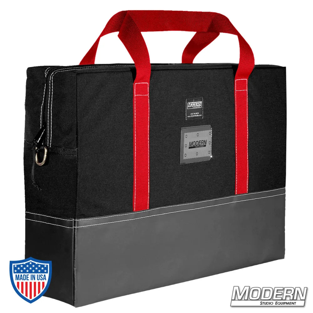 Flag Bag - 24" x 36" Cordura carrying bag with red handles, zippered closure, and vinyl bottom for film grip and rigging equipment.