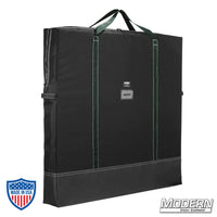 36" x 36" flag bag made of Cordura fabric with heavy-duty zipper, carrying handles, and vinyl bottom for film grip and rigging use