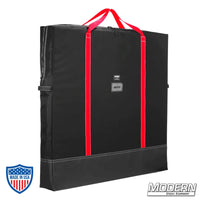 Flag Bag 40" x 40" for film grip rigging with Cordura fabric, zippered closure, carrying handles, vinyl bottom, and lined interior.