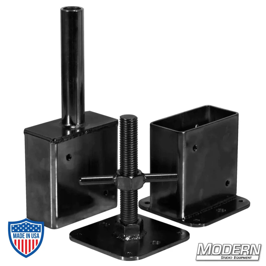 Flange Base Kit for 2" x 4" Wall Spreader in Black Zinc for Film Grip and Rigging, Vertical and Horizontal Support