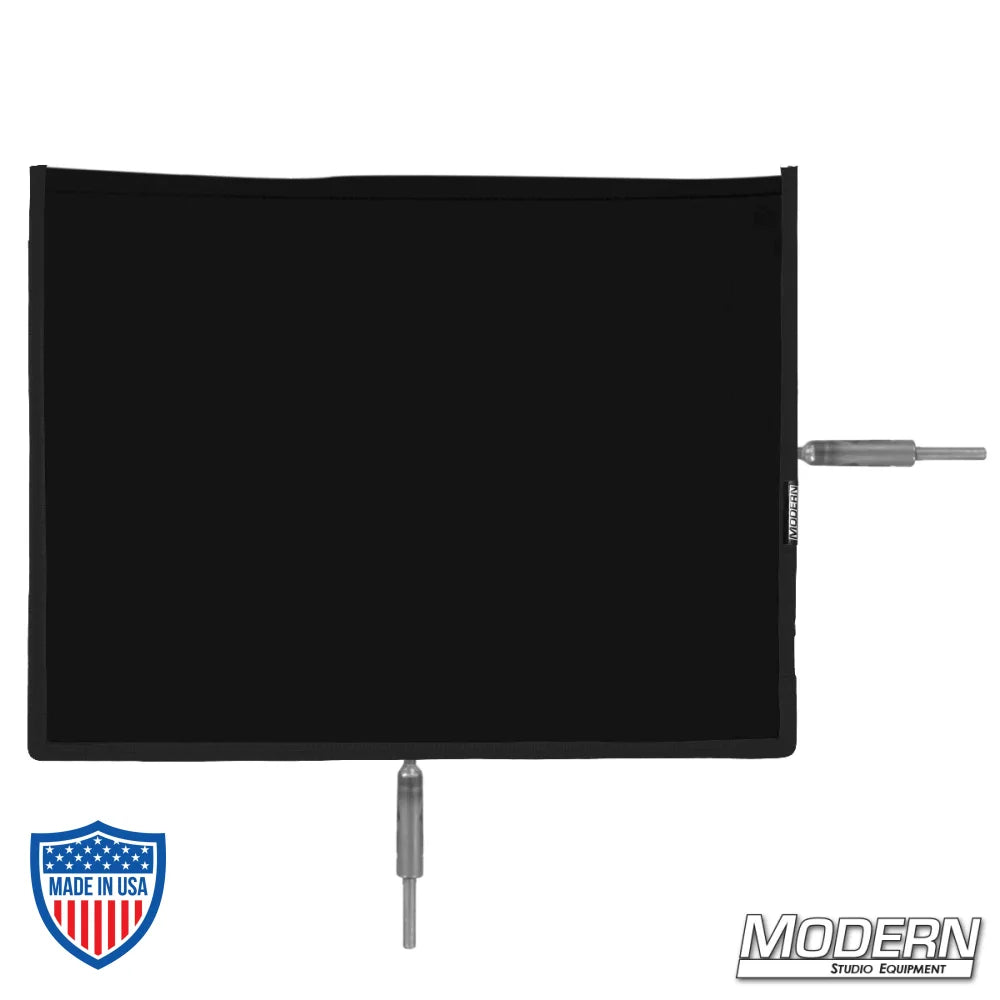 Flex Scrim 10" x 12" film grip rigging tool with open-end stainless steel frame for light control.
