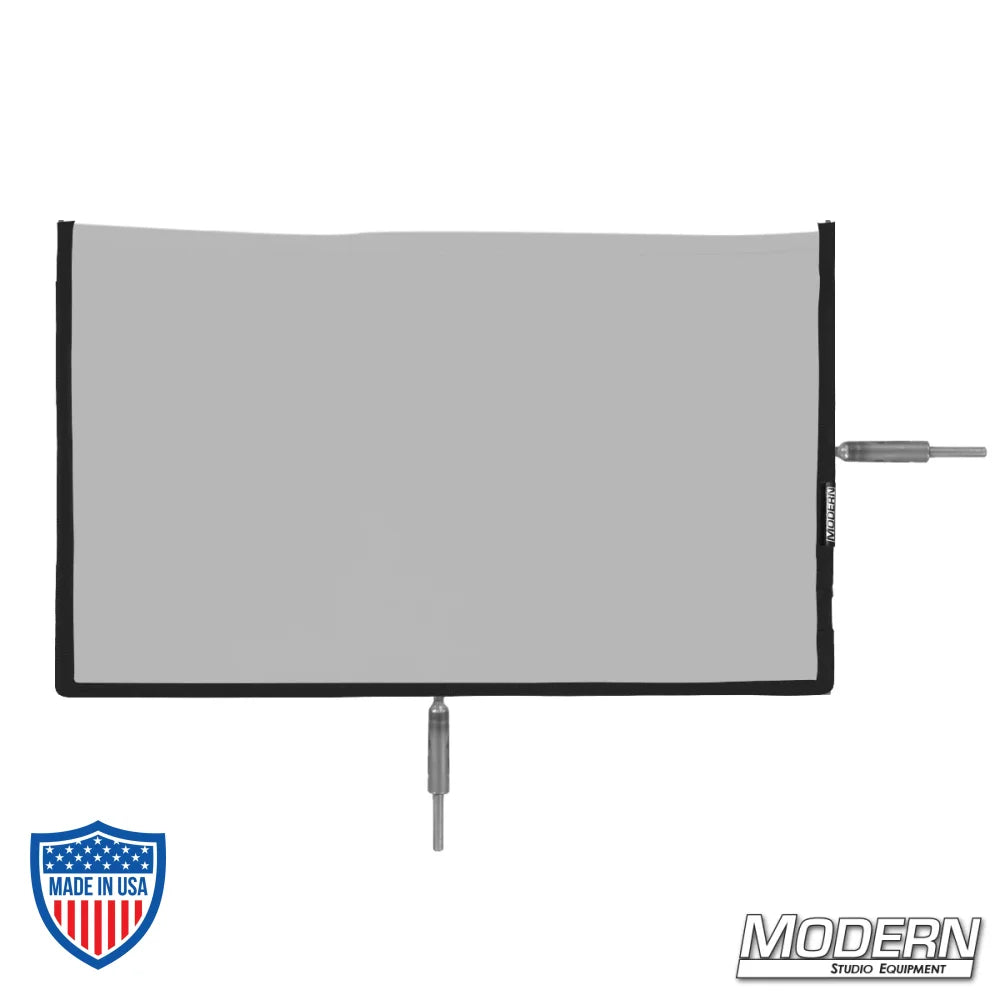 Flex Scrim 12" x 20" with 304 military-grade stainless open-end frames for film grip and rigging, used to manipulate light on set.