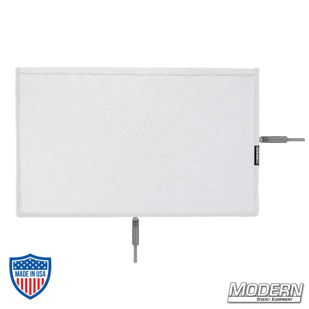 Flex Scrim - 12" x 20" sewn on 304 military-grade stainless steel frame for film grip rigging to control and soften light on set.