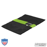 Flyaway Sandbag 15 lbs for film grip and rigging, empty with velcro closure, made from Cordura 1000, black and green design.