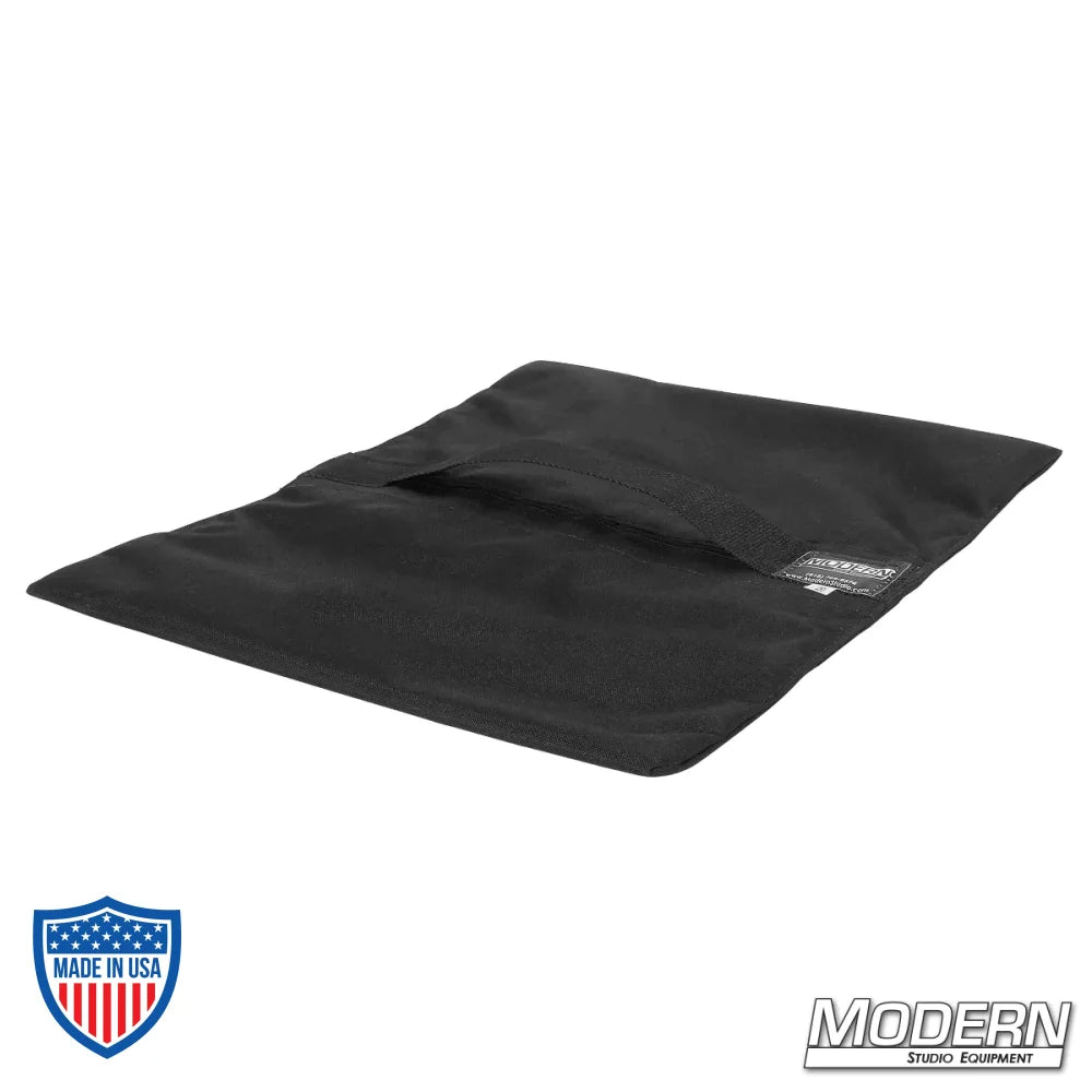 Black Flyaway Sandbag 20 lbs with velcro closure for film rigging and grip equipment