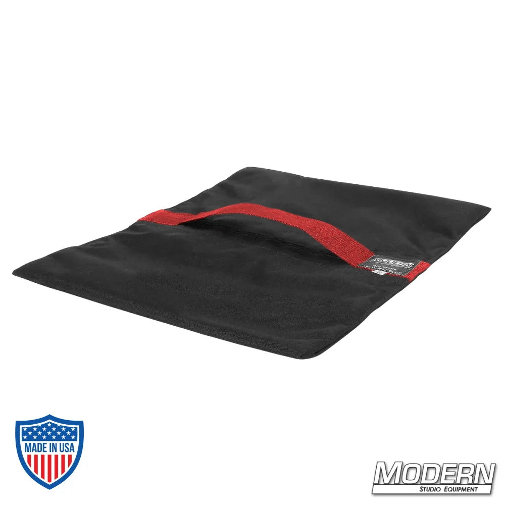 Flyaway Sandbag 20 lbs. made from Cordura 1000 for film grip rigging, shown with velcro closure, delivered empty without silica sand.