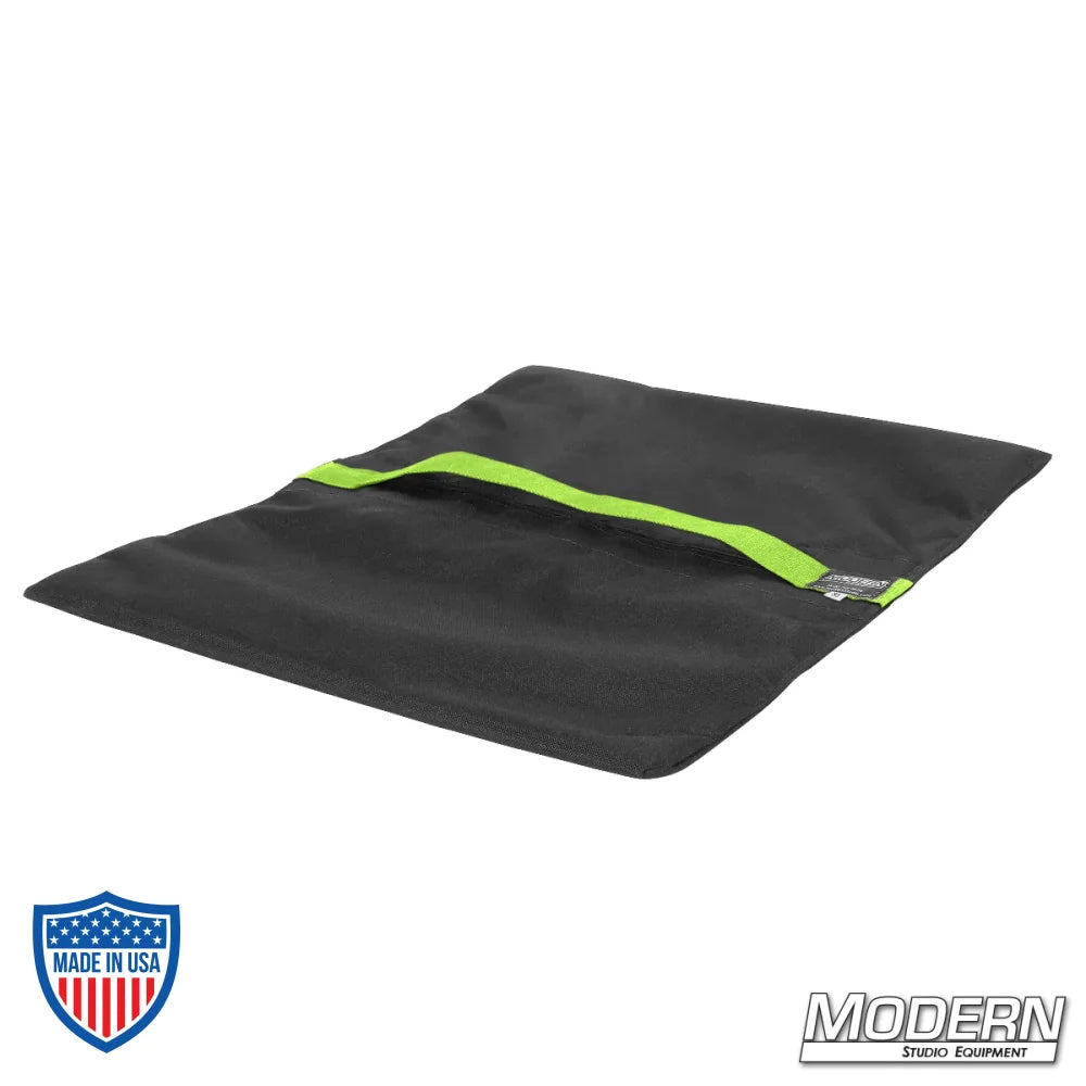 Flyaway Sandbag 50 lbs. made from Cordura 1000 with velcro closure for film grip rigging - empty bag shown