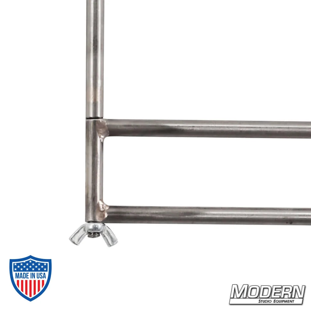 Foldable film grip rigging frame, 48" x 48", ideal for scrims and diffusions, with a sturdy corner detail.