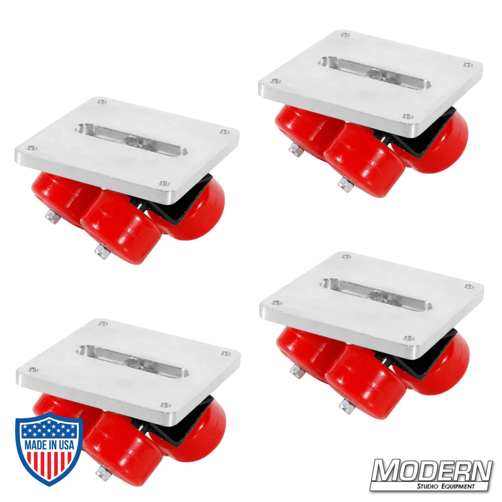 Four Wheels Per Corner Skateboard Bracket Set of 4 for Film Rigging with Teflon Washer, Bushing, and Aluminum Mounting Plate