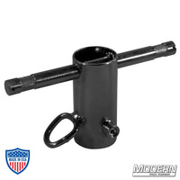 Front Receiver with Baby Pins for 1-1/4" Speed-Rail® in Black Zinc for Film Grip Rigging