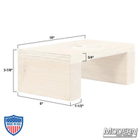 Large basso block with dimensions for film grip and rigging work plus steel carrier and handle, provided by Modern Studio Equipment.