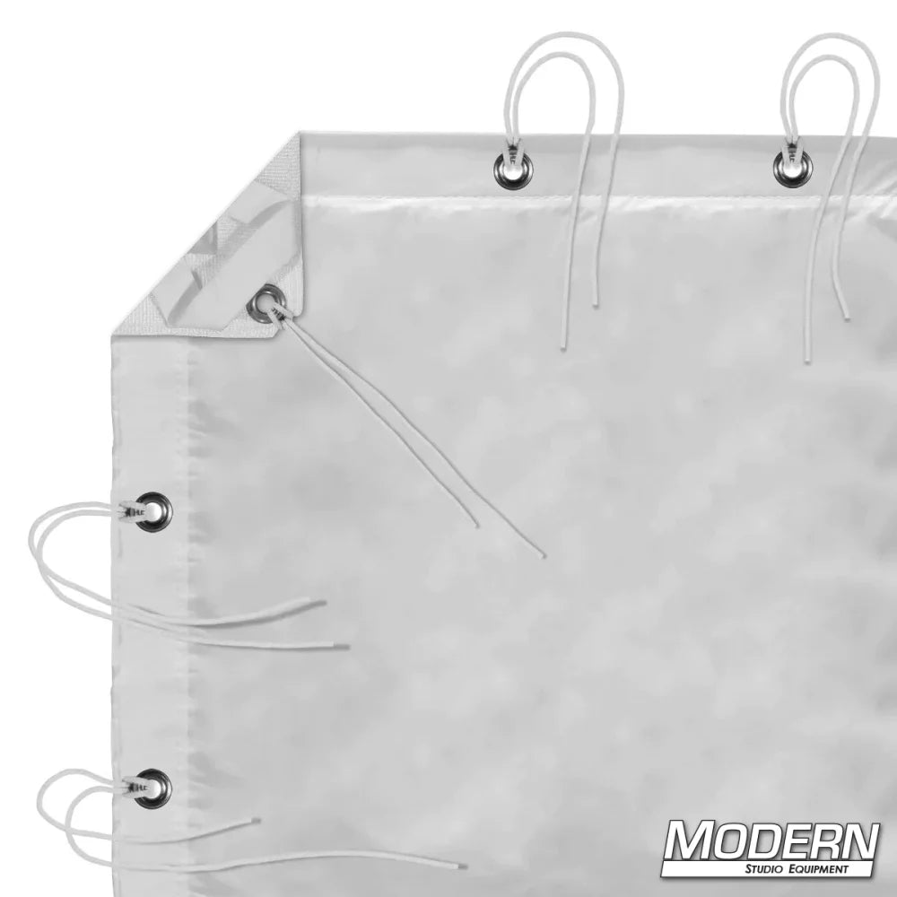 Full Soft Frost textile with grommets, ties, and elastic corners, ideal for film grip and rigging, comes with a storage bag.