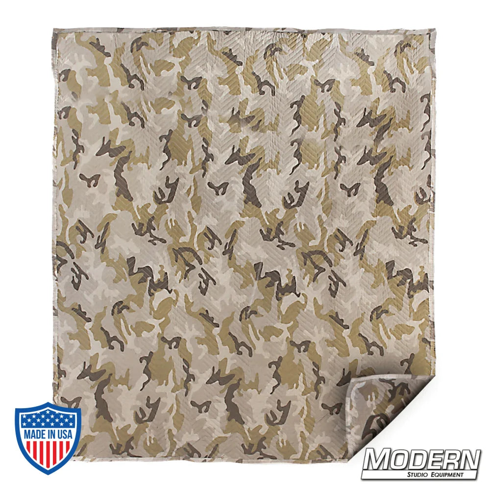 Camouflage medium weight 4' x 8' furniture blanket for film grip and rigging use
