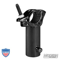 Black Zinc Grid Clamp with Vertical 1-1/4" Receiver for Film Grip and Rigging