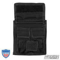 Hammer and nail holder with velcro safety strap, made of durable cordura fabric for film grip and rigging.