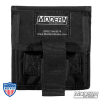 Hammer and nail holder with Velcro safety strap for film rigging, black cordura.