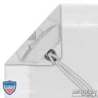 Close-up of Hilight diffusion textile showing webbing, grommet, and tie systems for film grip rigging by Modern Studio Equipment.