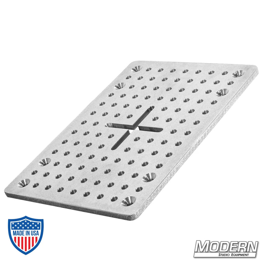 Hood Mount Cheese Plate 10"x14"x3/8" Aluminum for film grip rigging with star pattern design