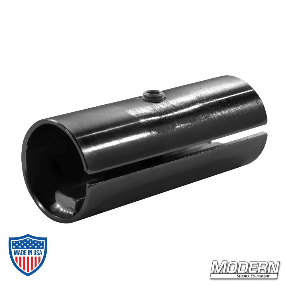 Internal Track Connector for 1-1/2" Speed-Rail® in black zinc, perfect for film grip and rigging.