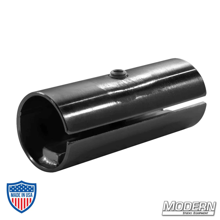Internal Track Connector for 1-1/2" Speed-Rail® in black zinc, perfect for film grip and rigging.