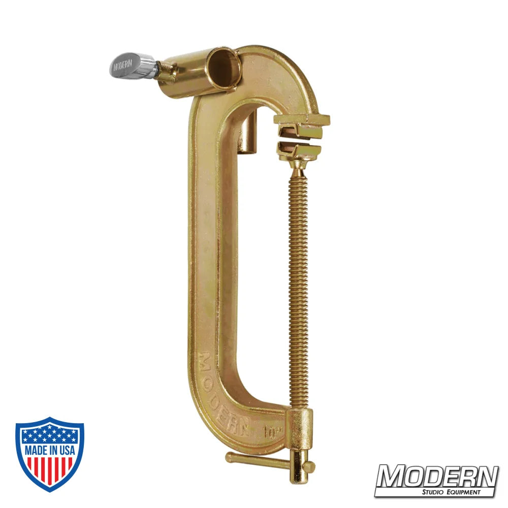 Junior C-Clamp - 10" with Forged Design and Two 1-1/8" Junior Receivers for Film Grip and Rigging