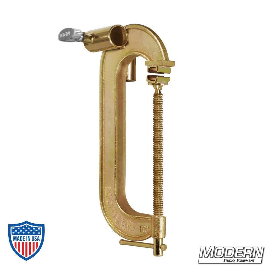 Junior C-Clamp - 10" with Forged Design and Two 1-1/8" Junior Receivers for Film Grip and Rigging