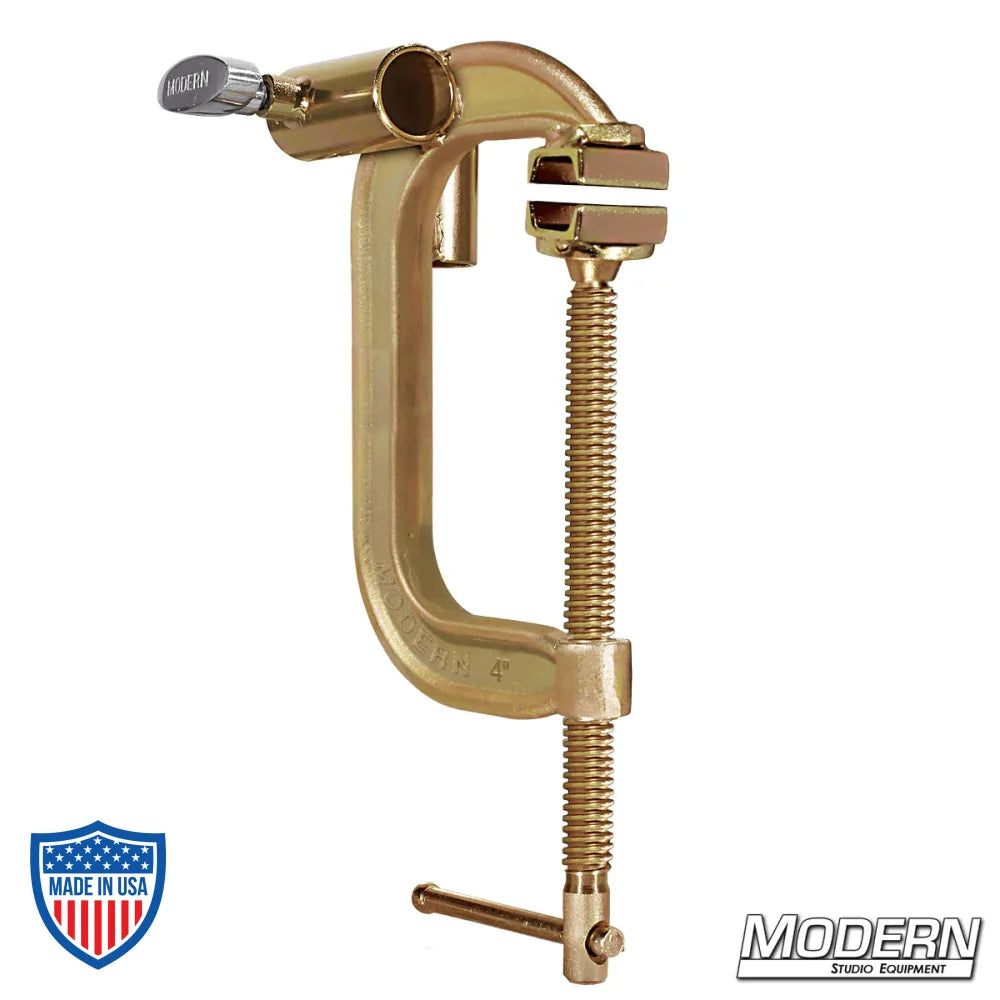 Junior C-Clamp - 4" for film grip and rigging, forged with two 1-1/8" junior receivers, ideal for studio equipment
