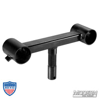 Ladder Truss with Junior Male for 1-1/2" Speed-Rail, used for film grip rigging with two 1-1/2" receivers and a 1-1/8" male pin.