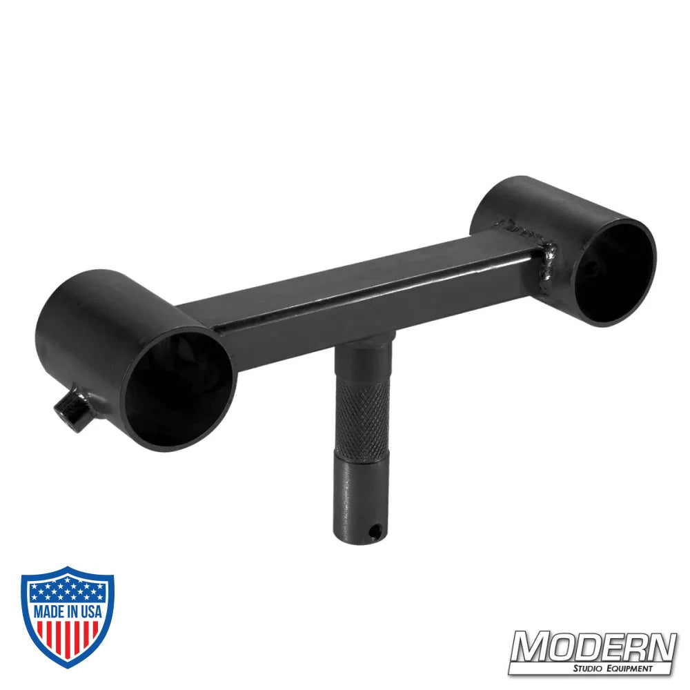 Ladder Truss with Junior Male for film grip and rigging, featuring two 1-1/4" receivers and a 1-1/8" male pin.