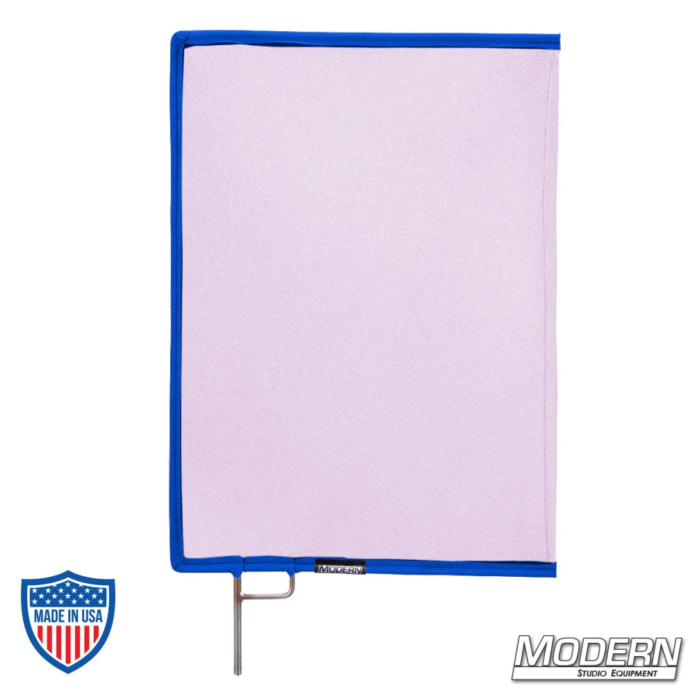 Lavender Scrim with stainless steel frame for film grip and rigging, 0.3 stop material, subtly reduces light without altering the pattern.