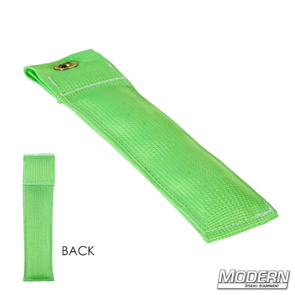 Modern's 4" green Marker for film grip and rigging, made of durable Cordura 1000, back view included.