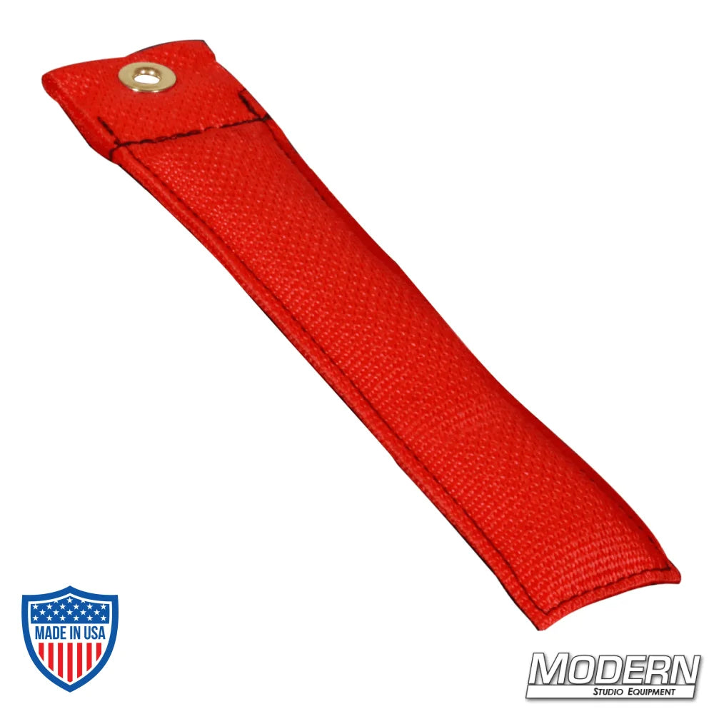 Modern 6" red marker for film grip and rigging, made of Cordura 1000, durable and heavy enough to stay in position