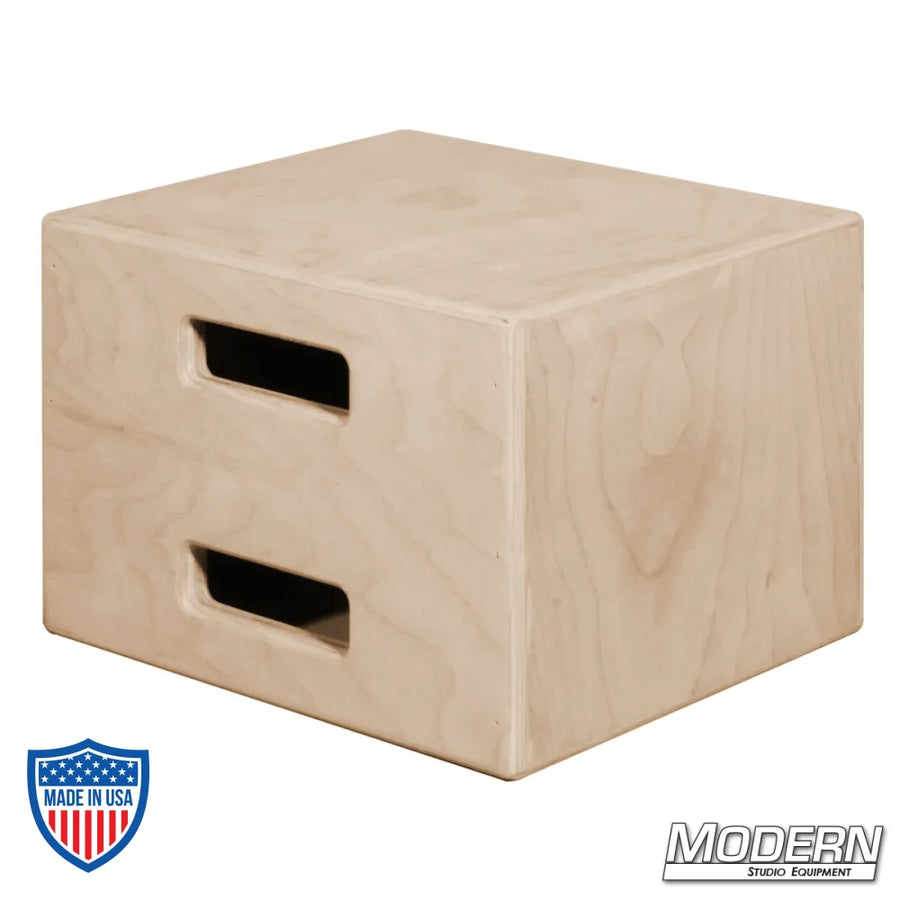 Mini Apple Box made from birch wood for film, grip, and rigging, featuring CNC cut frame and smooth rounded corners.