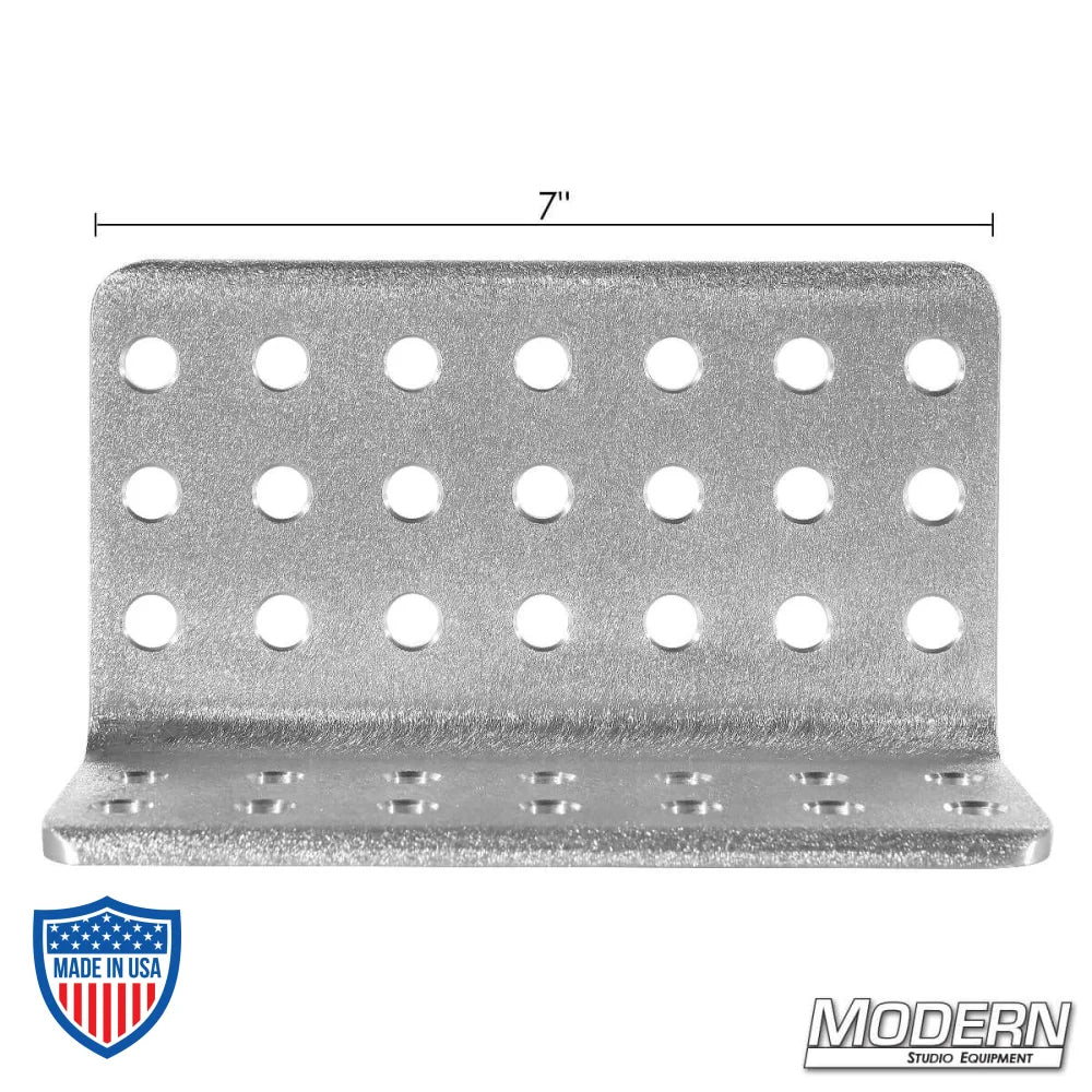 Mini Cheese L-Plate - Brushed Aluminum, grip and rigging accessory for film, 7" x 4" x 3" with multiple non-threaded holes.