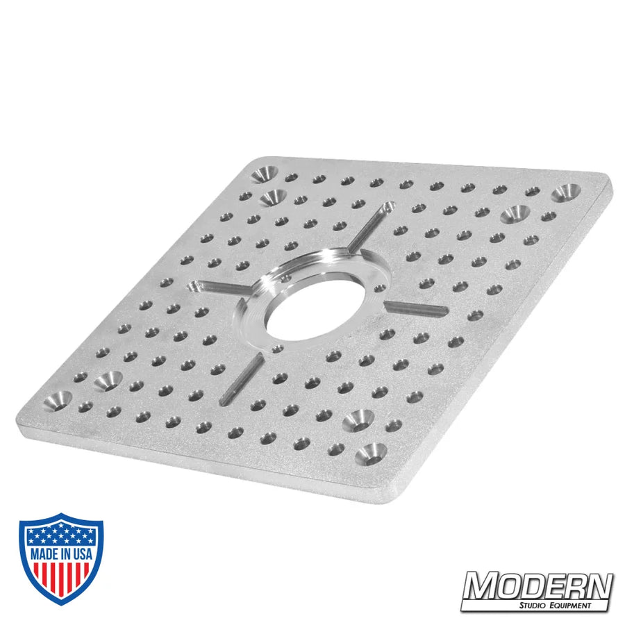 Mitchell Cheese Plate 12x12x1/2" 6061 aluminum for film grip and rigging by Modern Studio Equipment