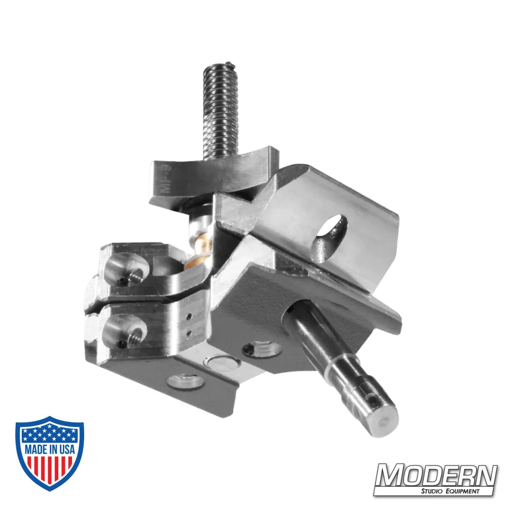 MP-9 film grip rigging clamp with 5/8" baby pin and Acme thread for versatile rigging options.